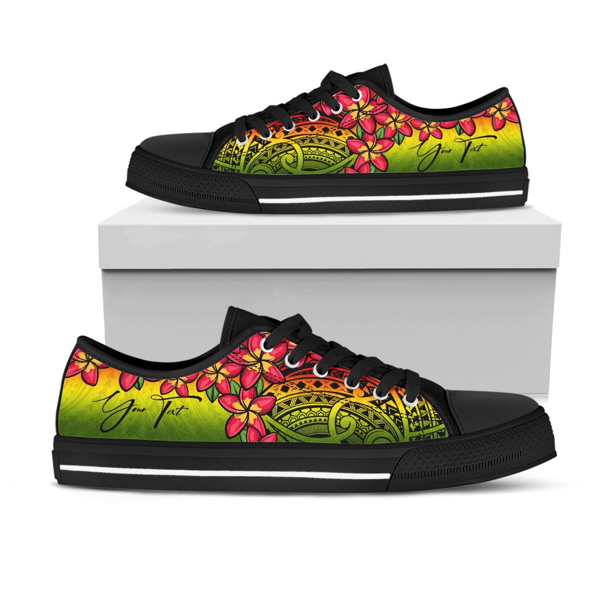(Custom) Polynesian Plumeria Reggae Low Top Shoes Personal Signature A24