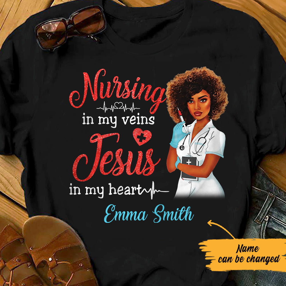 Personalized Jesus Nurse Melanin Bwa T Shirt