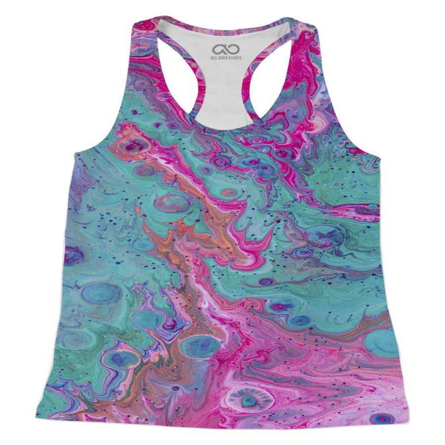 Cotton Candy Paint Swirls Racerback-Tank