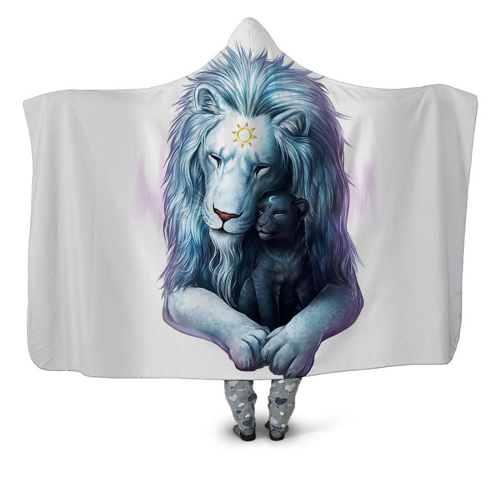 Animal Hooded Blankets – Animal Series Lion White Fleece Hooded Blanket