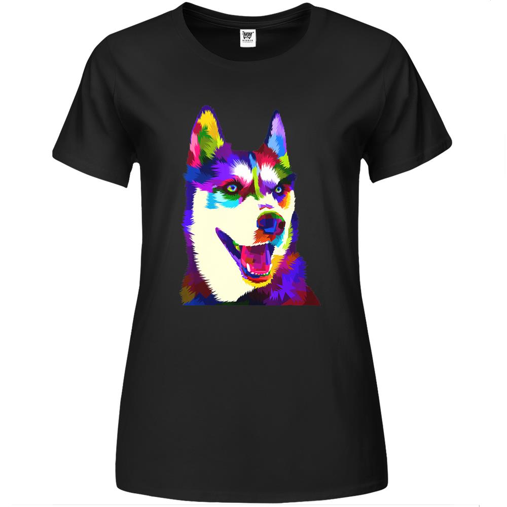 Husky Colorful Pop Art Portrait For Dog Owners Chukcha Sibe Premium Womens T Shirts