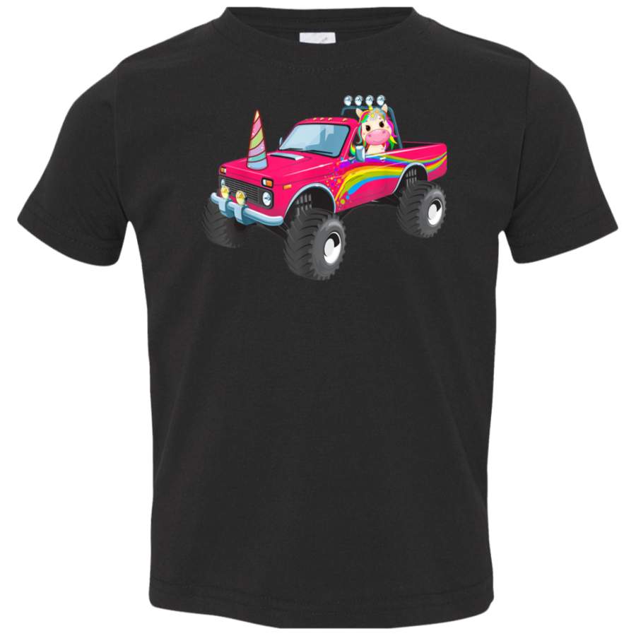 Unicorn Drive a Monster Truck Unicorn Birthday Daughter  TShirt 3321 Rabbit Skins Toddler Jersey T-Shirt