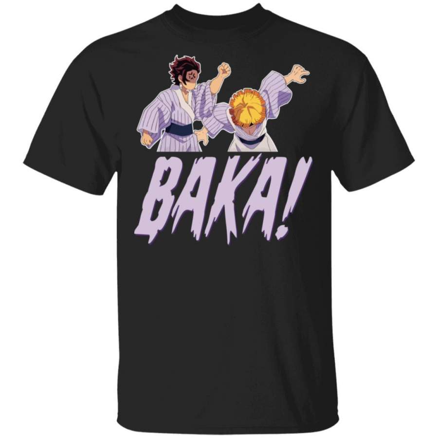 Tanjiro Hits Zenitsu Baka T Shirt Demon Slayer Anime Tee