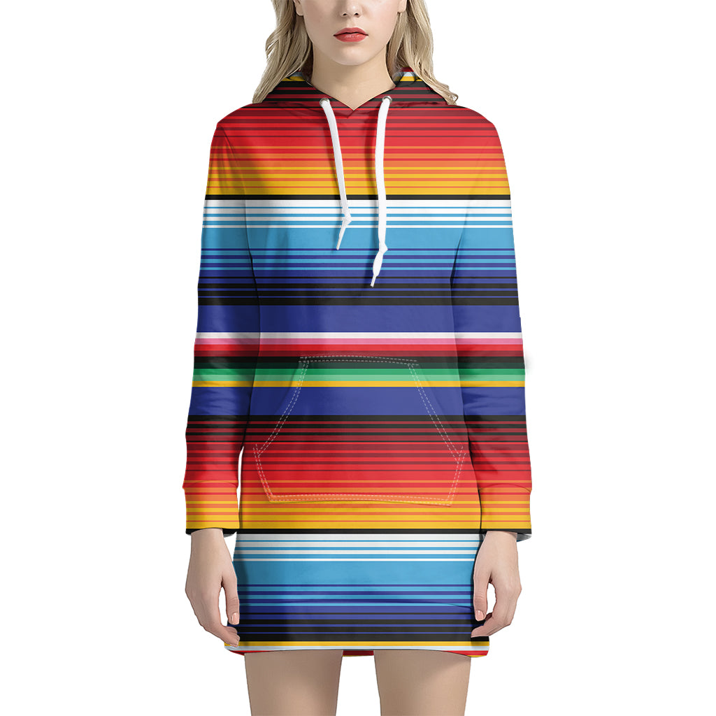 Tribal Mexican Serape Pattern Print Women’S Pullover Hoodie Dress