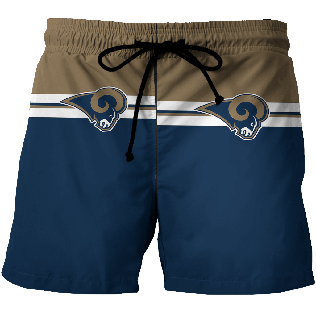 Los Angeles Rams White Line Navy Yellow 3D All Over Print Summer Beach Hawaiian Short