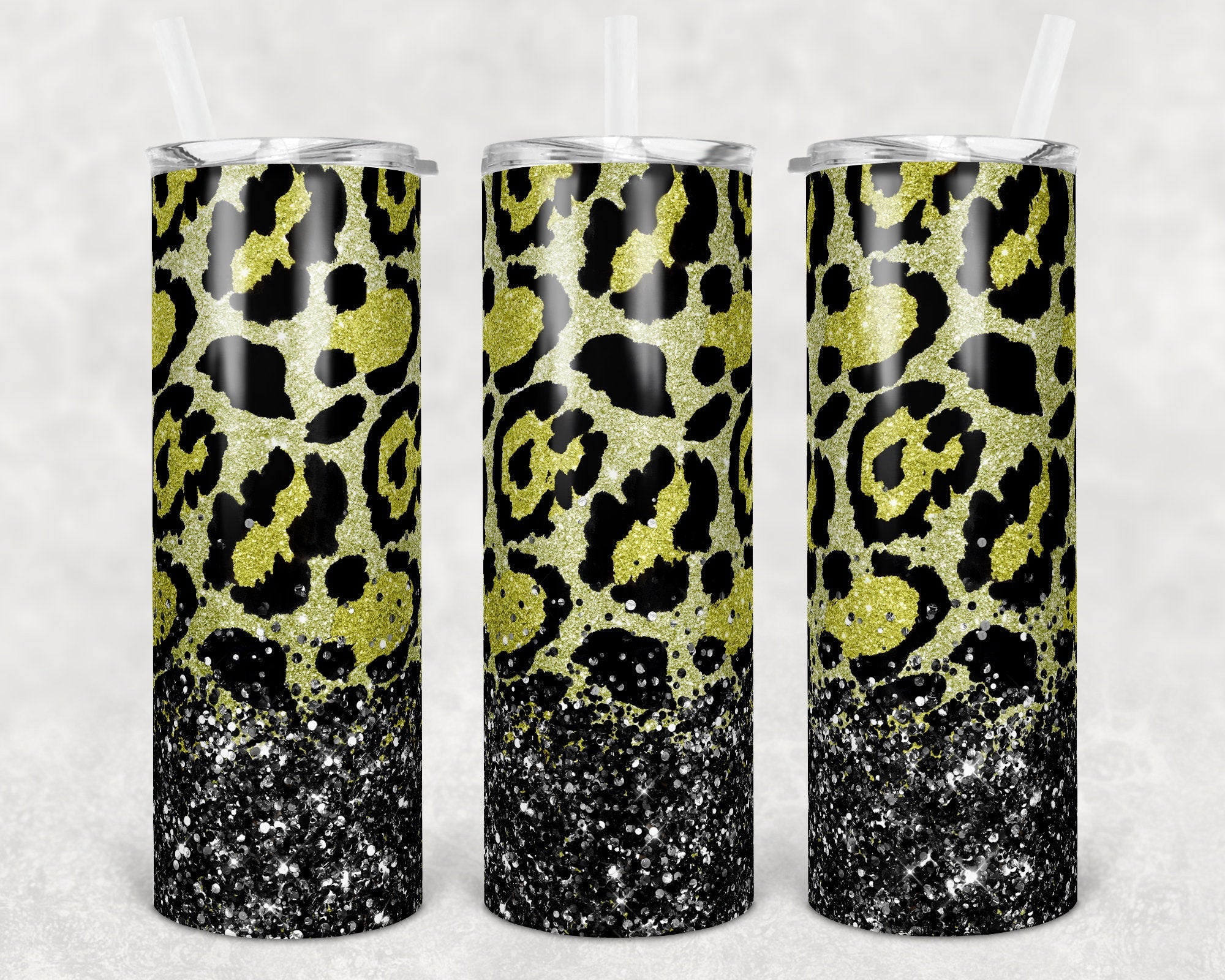 Yellow Leopard Overlay Skinny Tumbler