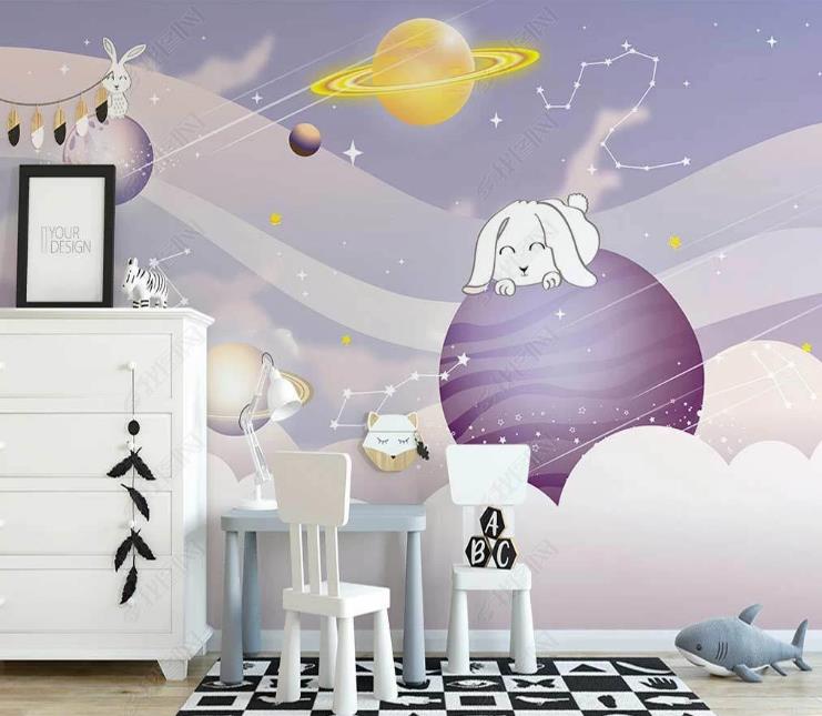 3D Northern Europe Hand-Painted  Starry Sky Animal Space Wall Mural Wallpaper Sww1542