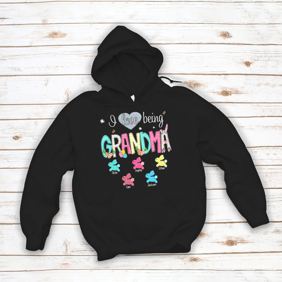 Personalised I Love Being A Grandma Easter Hoodie