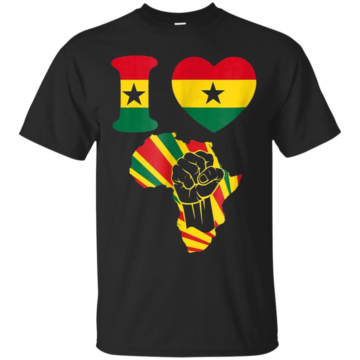 I Love Ghana Flag Africa black power map t-shirt