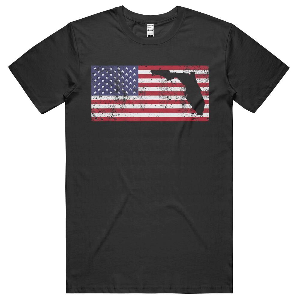 American Flag Florida USA Patriotic Vintage Retro T-Shirt, Hoodie, Long Sleeve Tee