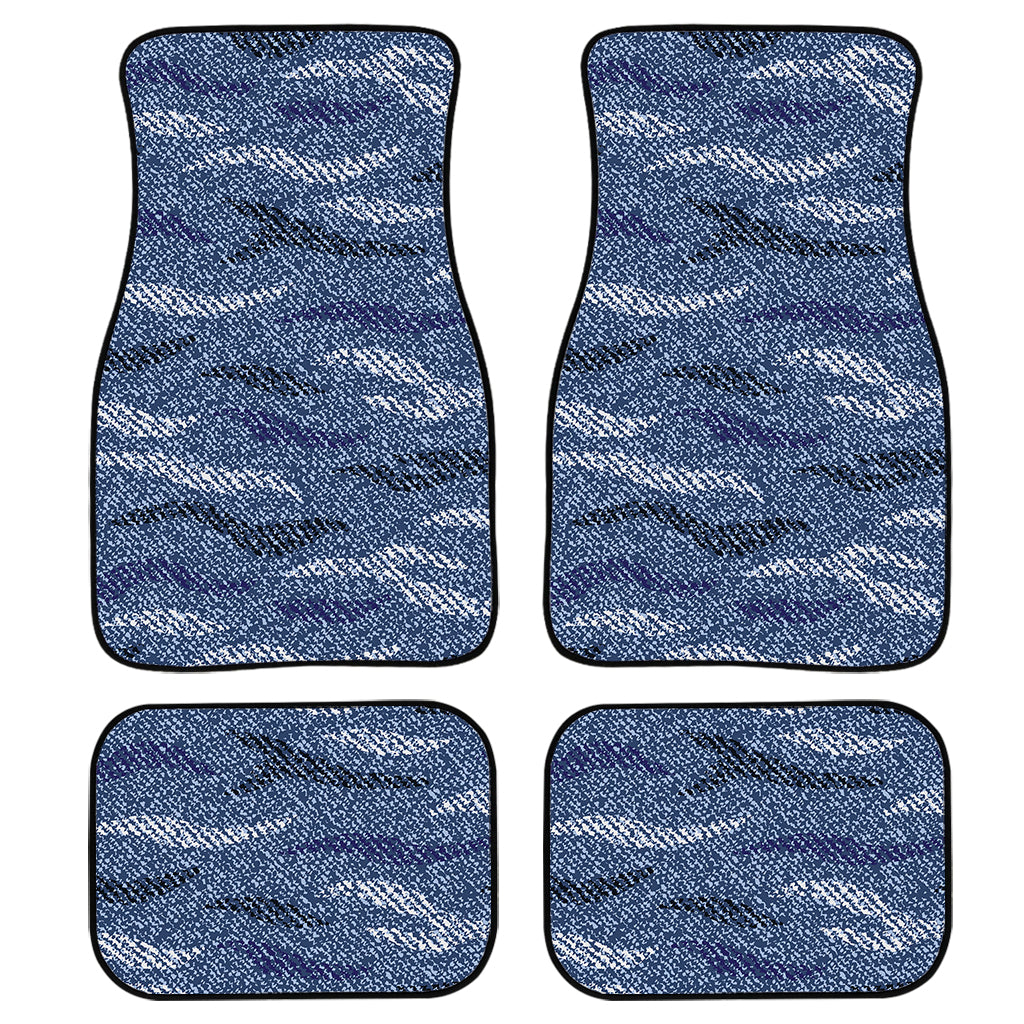 Camo Denim Jeans Pattern Print Front And Back Car Floor Mats, Front Car Mat