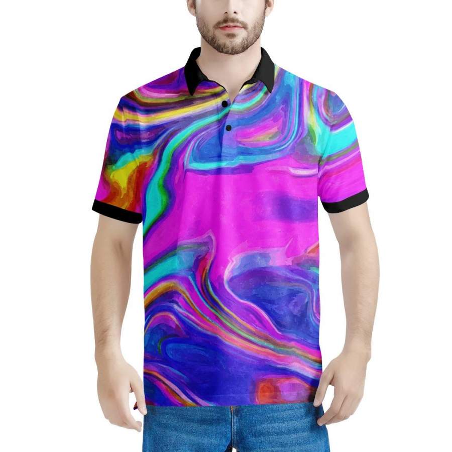 Abstract Purple Iridescent Men'S Polo Shirts