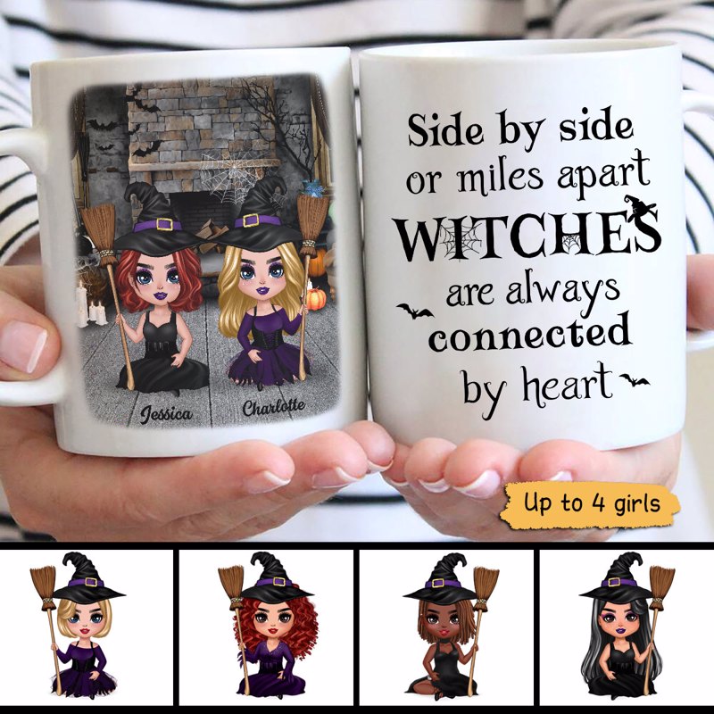 Halloween Doll Besties Best Friends Sisters Sitting Personalized Mug