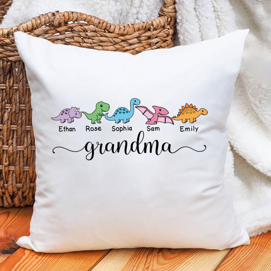 Grandma And Grandkids Saurus Indoor Pillow