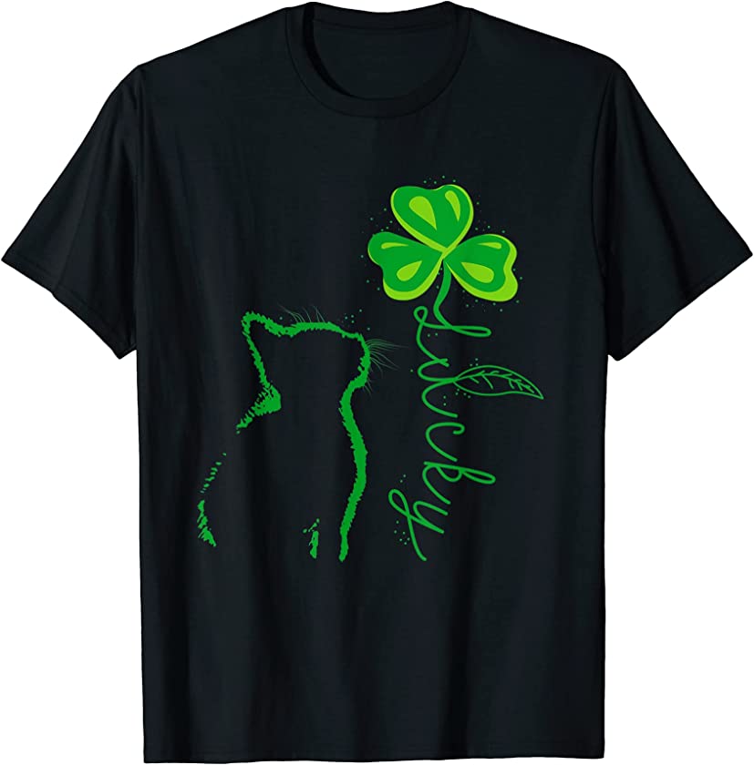 Cat lucky Kitten Clover Shamrock St. Patrick’s Day T-Shirt