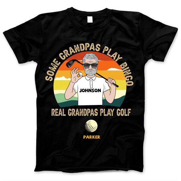 Vintage Retro Real Grandpa Play Golf Gift For Father’s Day Custom Style & Name Personalized Shirt