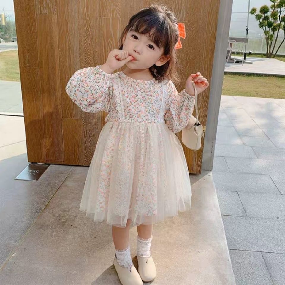 2021 Girls Baby Lace Spring Fall Flower Dress Fashion Girl Kids Birthday Party Mesh Tutu Princess Dresses Vestidos Child Clothes alx