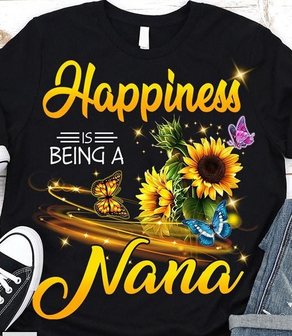 Happiness Is Being A Nana Sunflower Butterfly Gift For Mother Grandma Standard/Premium Women T-Shirt Hoodie