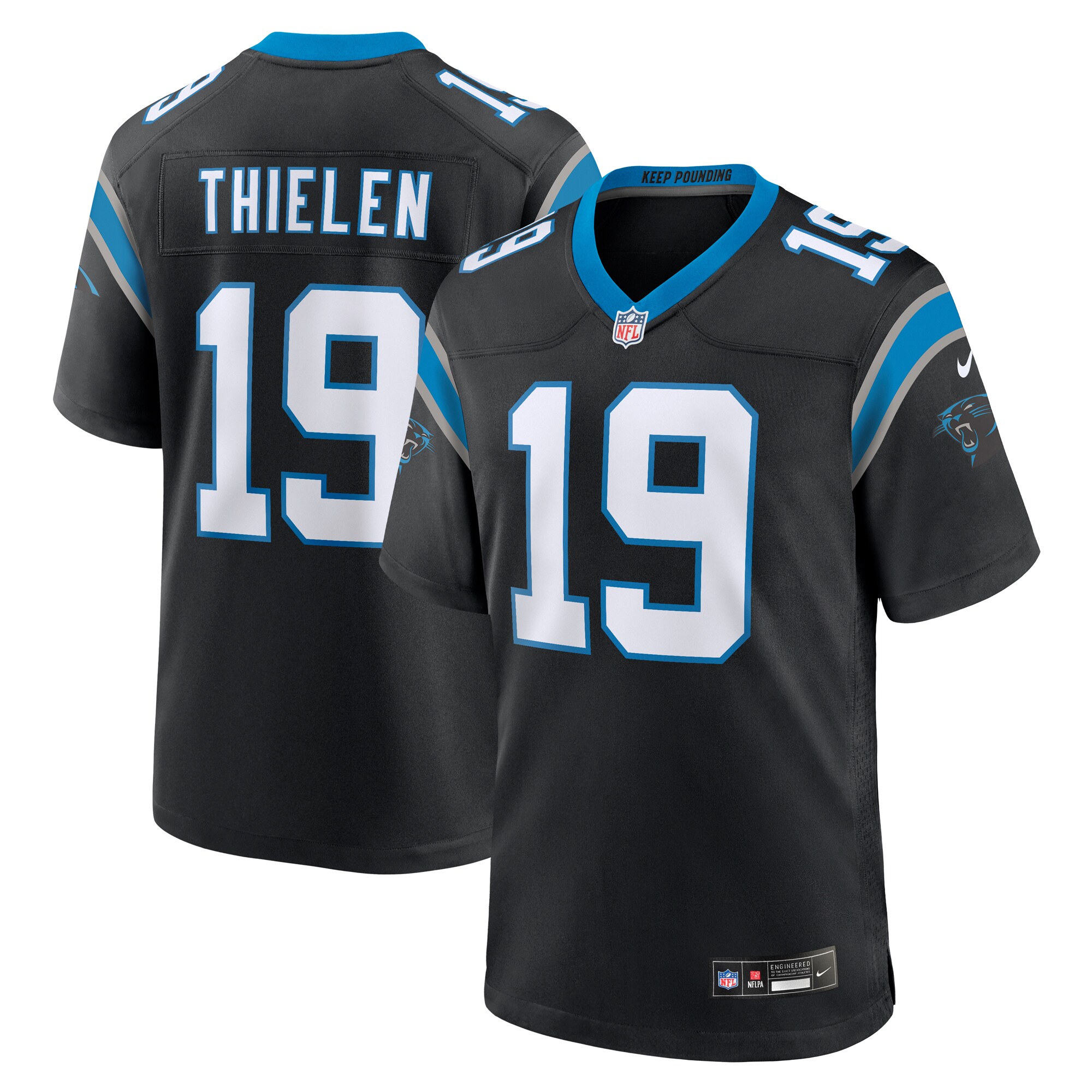 Adam Thielen Carolina Panthers Game Player Jersey – Black