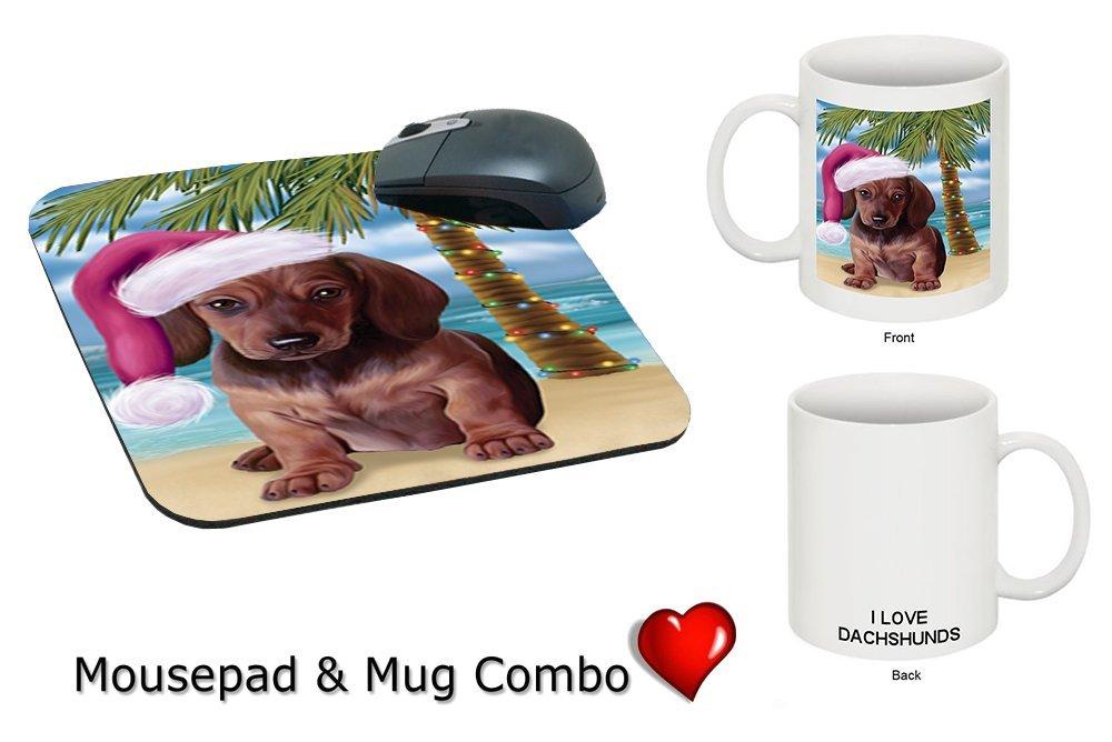 Summertime Dachshund Puppy On Beach Christmas Mug & Mousepad Combo Gift Set Mmcg1111