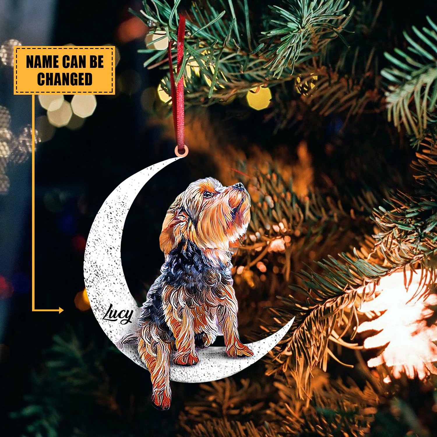 Yorkshire Terrier Puppy Acrylic Ornament, Christmas Gift Decoration For Dog Lovers