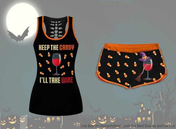 Candy Wine Girl Halloweentank And Shorts Set