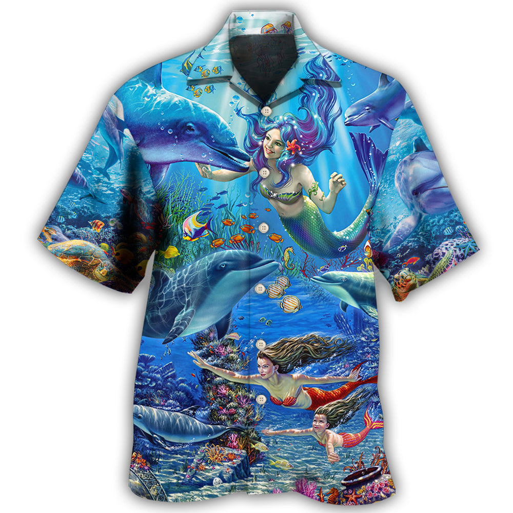 Dolphin Mermaid Lover Blue Sea Style – Hawaiian Shirt – Haws04Ndn010822