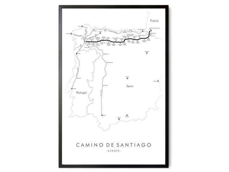 Poster Canvas Camino De Santiago Trail Map | Camino Hiking Trail Map | Camino De Santiago Poster, Hiking Poster Wall Decor, Poster Gift Decor Home Decor Wall Art Visual Art