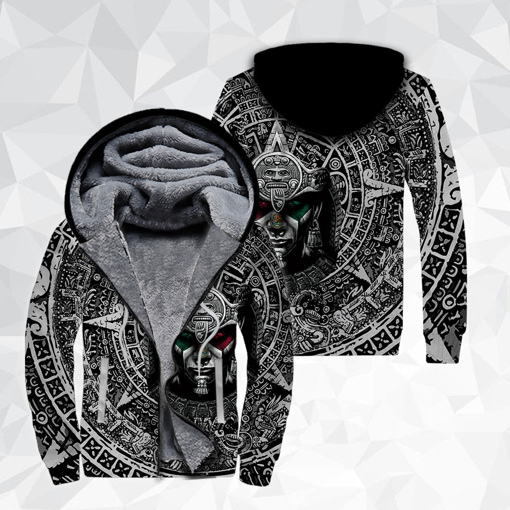 Aztec Warrior Mexican Fleece Zip Hoodie All Over Print | Unisex | Adult | Ft3346