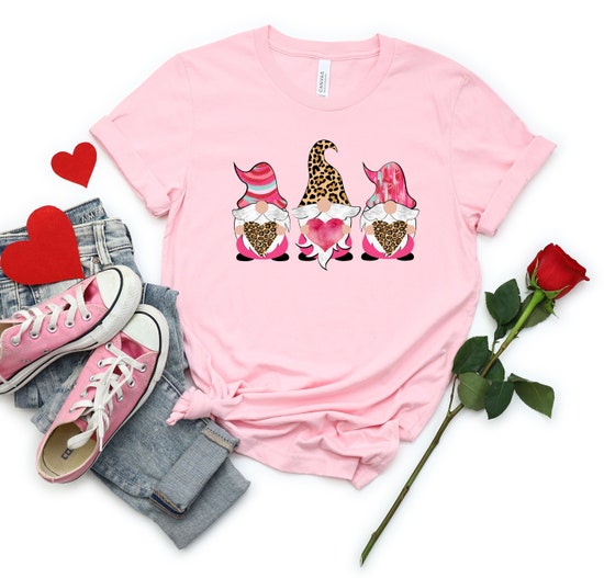 Valentine’s Day Leopard Gnome, Gnome Heart shirt, Gnome Love, Valentine’s Day Shirt, Valentines Day Graphic Tee, Gnome Graphic Tee, Gnome