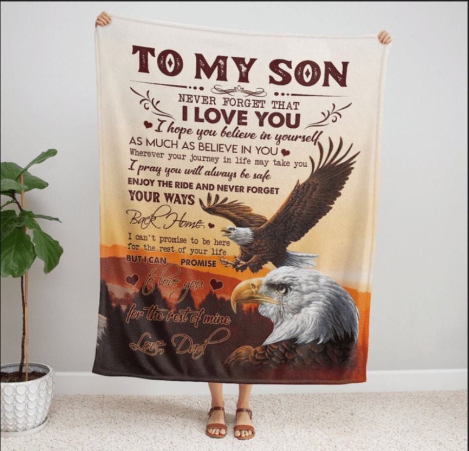 To My Son Eagle Blanket Sherpa Blanket Custom Blanket Family Matching Gift Christmas Blanket Christmas Gift Custom Blanket