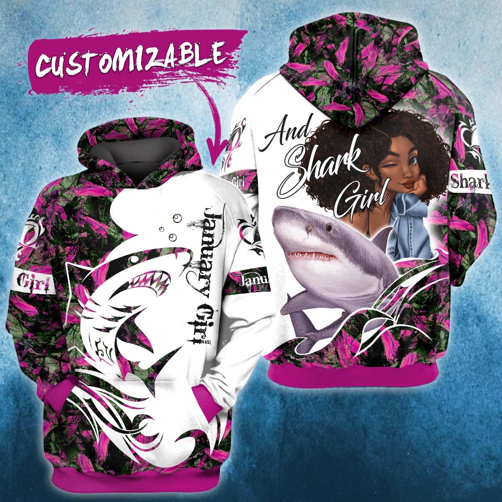 Black Girl Wild Animal Shark 3D All Over Printed Shirt, Sweatshirt, Hoodie, Bomber Jacket Size S – 5Xl