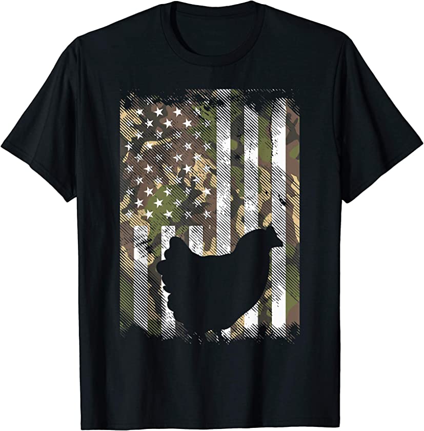 Camo Flag Chicken Vintage Farm Animal Patriotic Farmer Gift T-Shirt