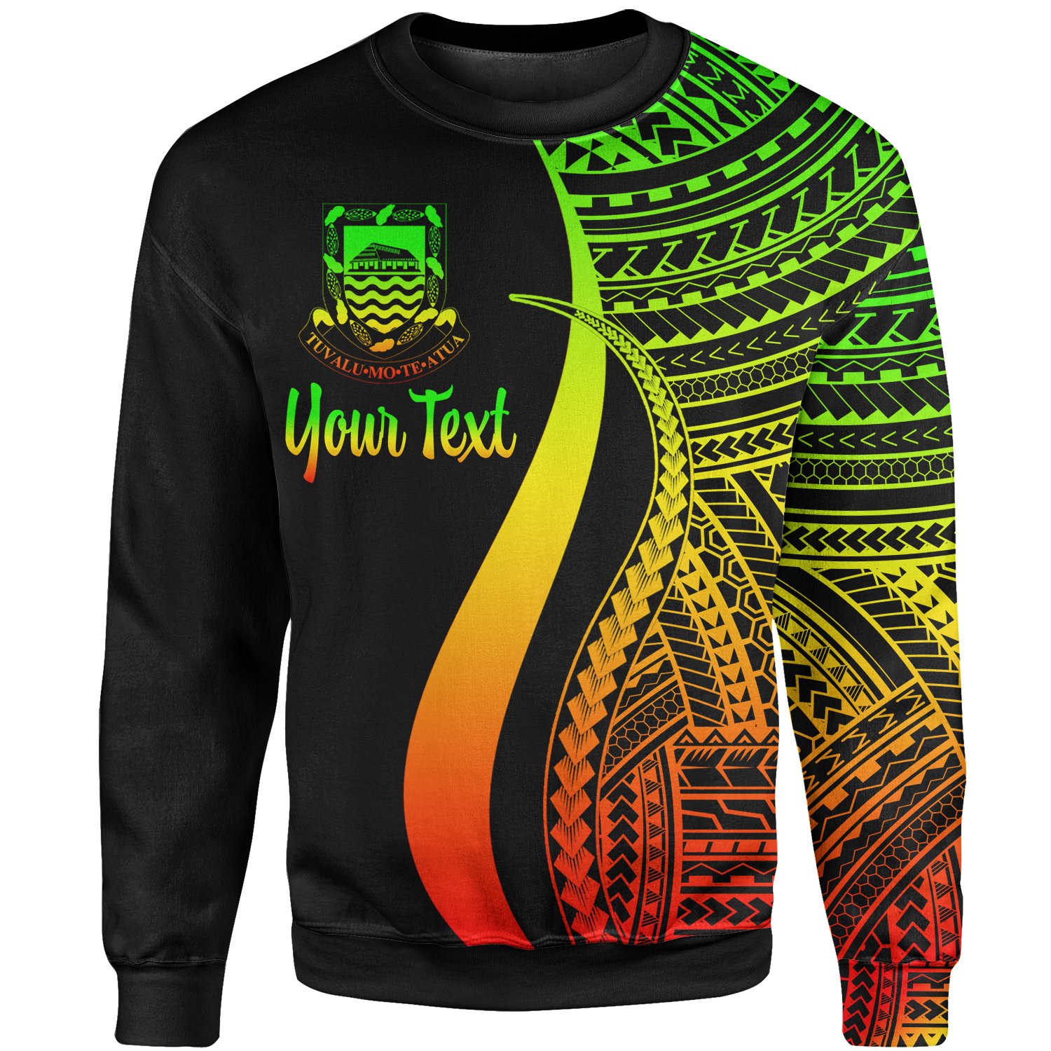 Tuvalu Custom Personalised Sweatshirt – Reggae Polynesian Tentacle Tribal Pattern – BN11