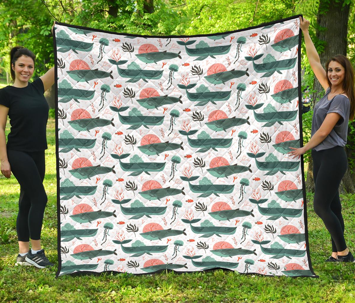 Whale Jelly Fish Pattern  Premium Quilt