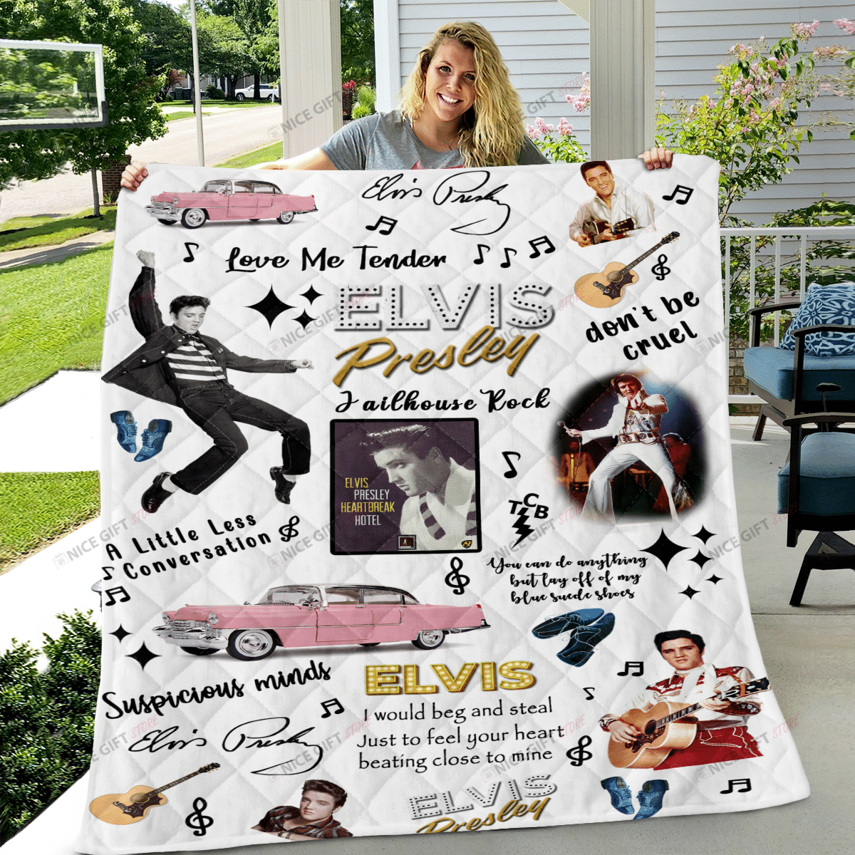 Elvis Presley Fleece Blanket Blk-S9E2