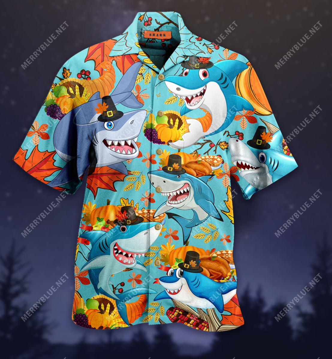 Thanksgiving Shark Unisex  Hawaiian Shirt