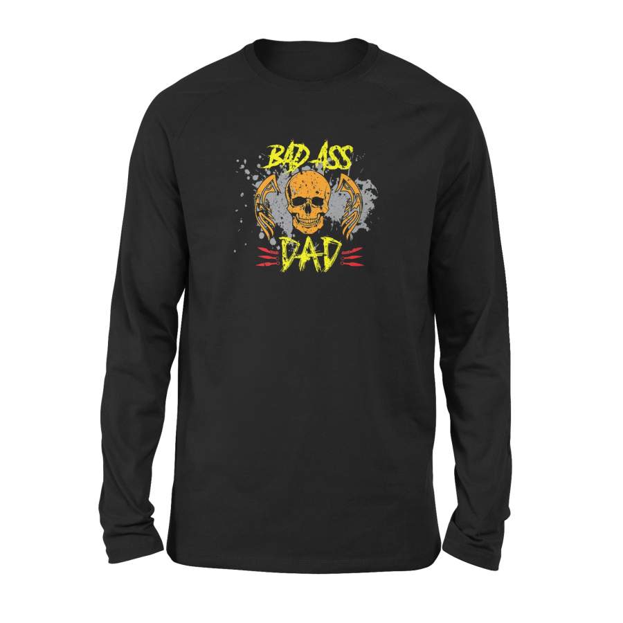 Bad Ass Dad Funny Cool Skull Long Sleeve T-Shirt