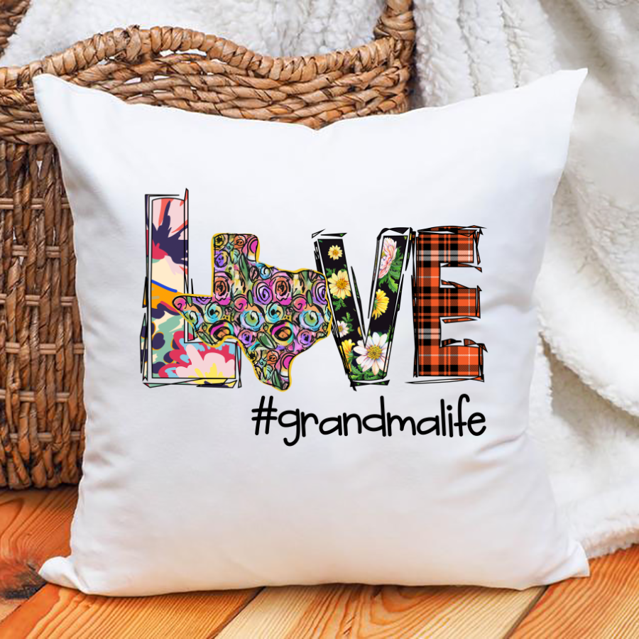 Personalized Love Grandma Flower Texas Indoor Pillow