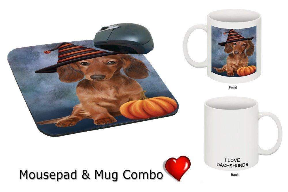 Christmas Happy Holidays Dachshund Puppy Wearing Witch Hat Mug & Mousepad Combo Gift Set Mmcg0618