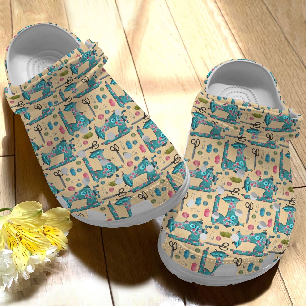 Sewing Personalize Clog, Custom Name, Text, Fashion Style For Women, Men, Kid, Print 3D Floral Sewing Pattern