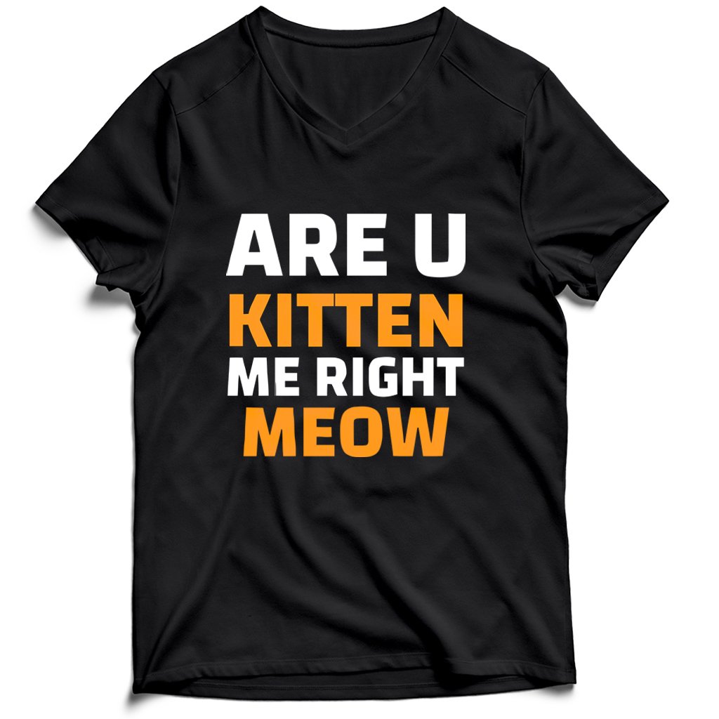 Are U Kitten Me Right Meo Men’s V-Neck Tee T-Shirt