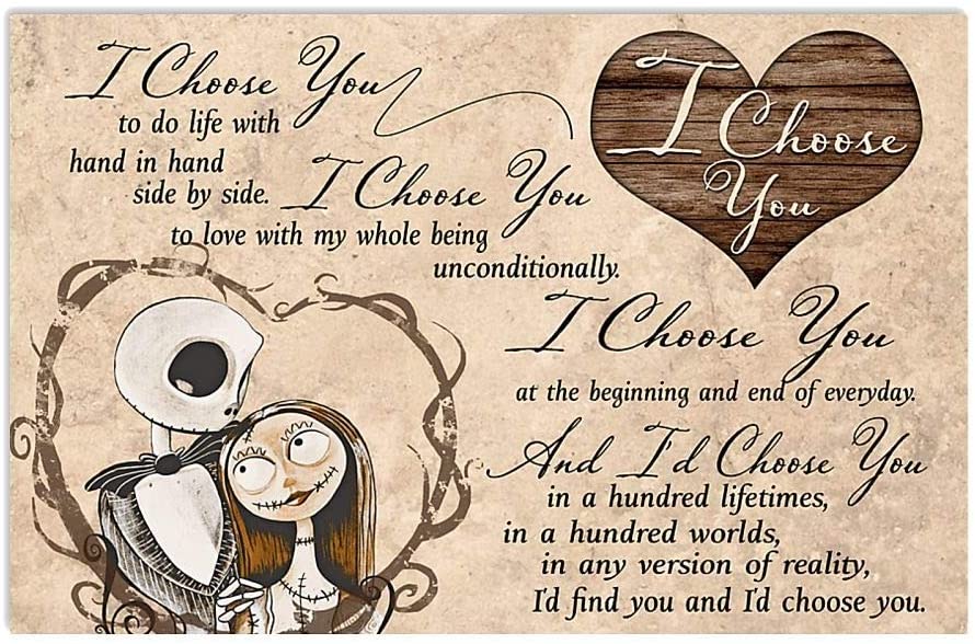 I Choose You To Do Life With Hand In Hand Side By Side Jack Skellington And Sally Canvas And Poster, Canvas Prints, My Poster Wall, Canvas Wall Art, Wall Decor Visual Art, Halloween Gift, Happy Halloween