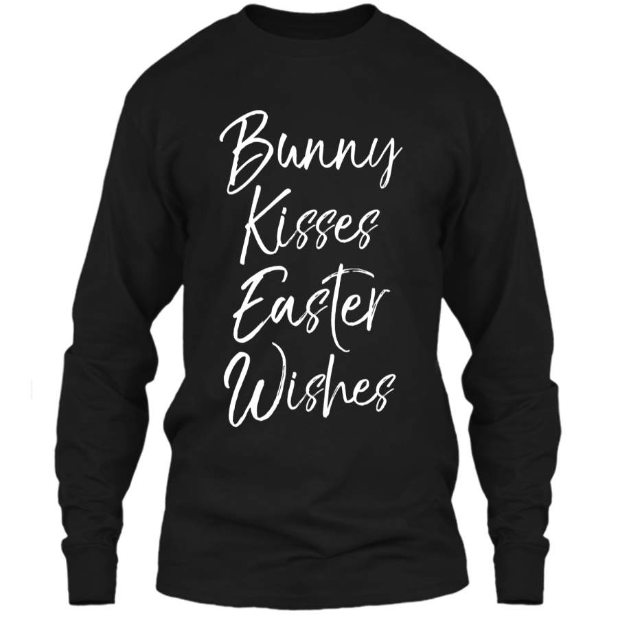 Bunny Kisses Easter Wishes Shirt Fun Cute Easter Shirt LS Ultra Cotton Tshirt