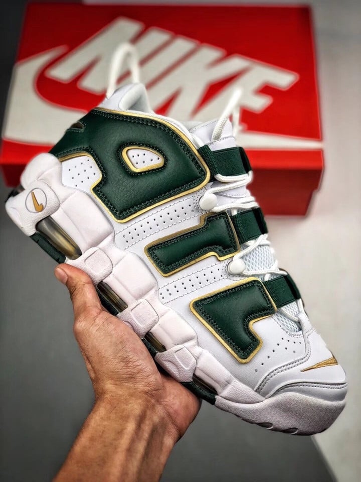 Nike Air More Uptempo ATL WhiteGorge Green-Metallic Gold 5338721