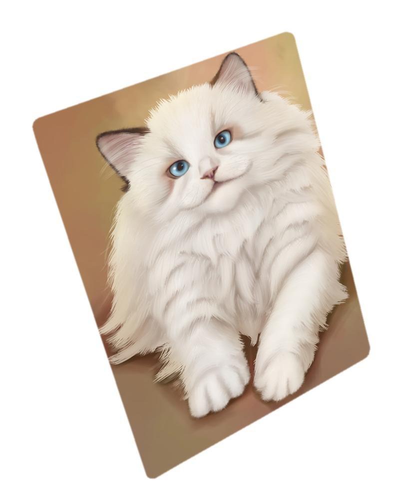 White Ragdoll Cat Art Portrait Print Woven Throw Sherpa Plush Fleece Blanket