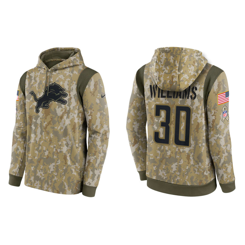 Jamaal Williams Detroit Lions Camo 2021 Salute To Service Veterans Day Therma Pullover Hoodie