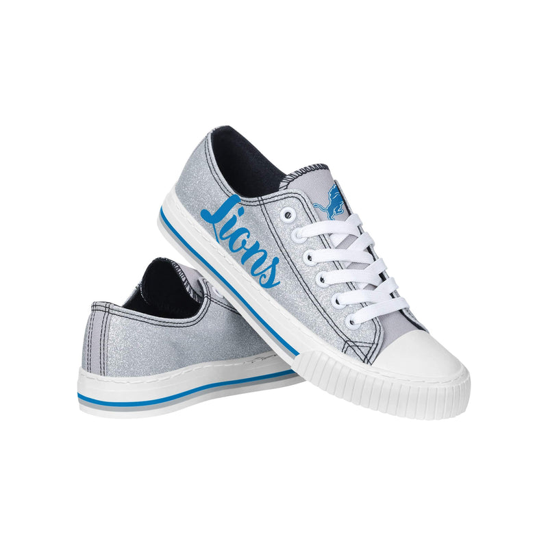 Detroit Lions NFL Womens Color Glitter Low Top Canvas Shoes