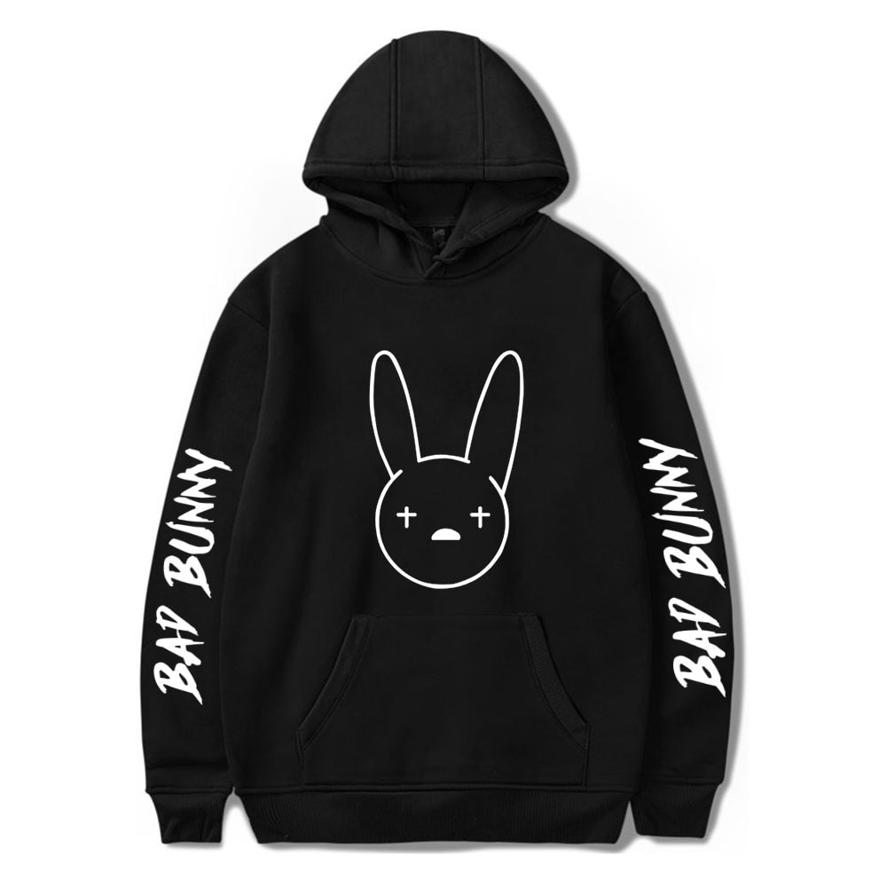 Bad Bunny Merch Bad Bunny Shadow Hoodie Black