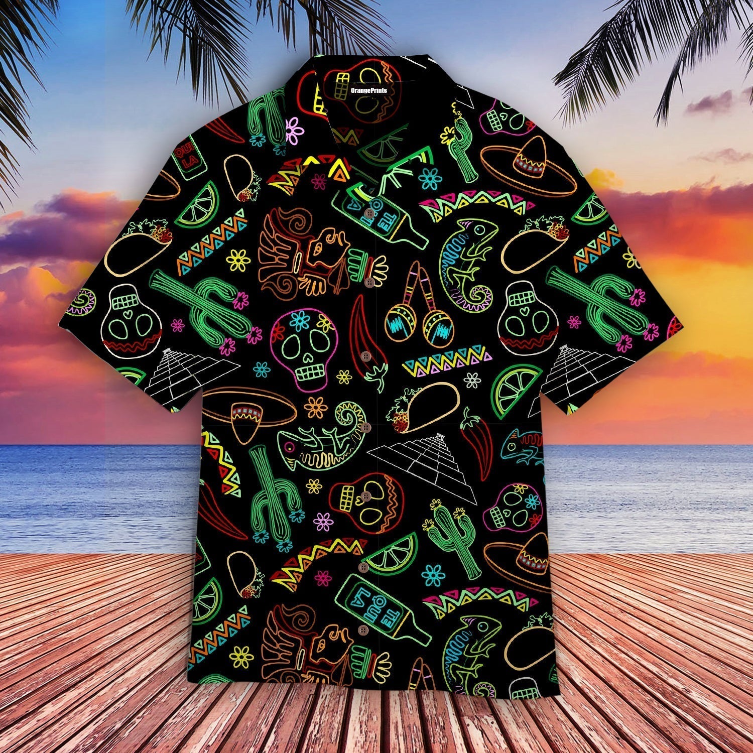 Mexico Neon Fiesta Cinco De Mayo Aloha Hawaii Shirts For Men Women Ha36662